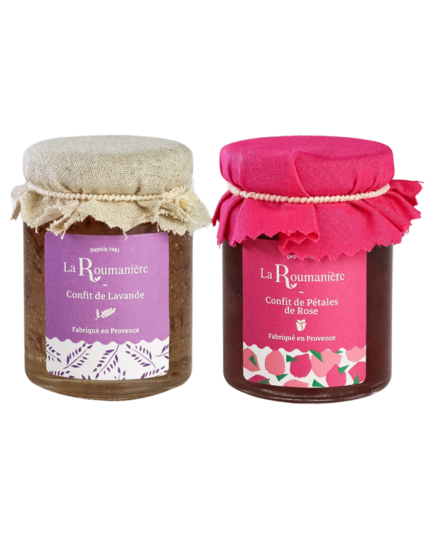 Coffret duo confits : Pétales de roses et Lavande en 120g